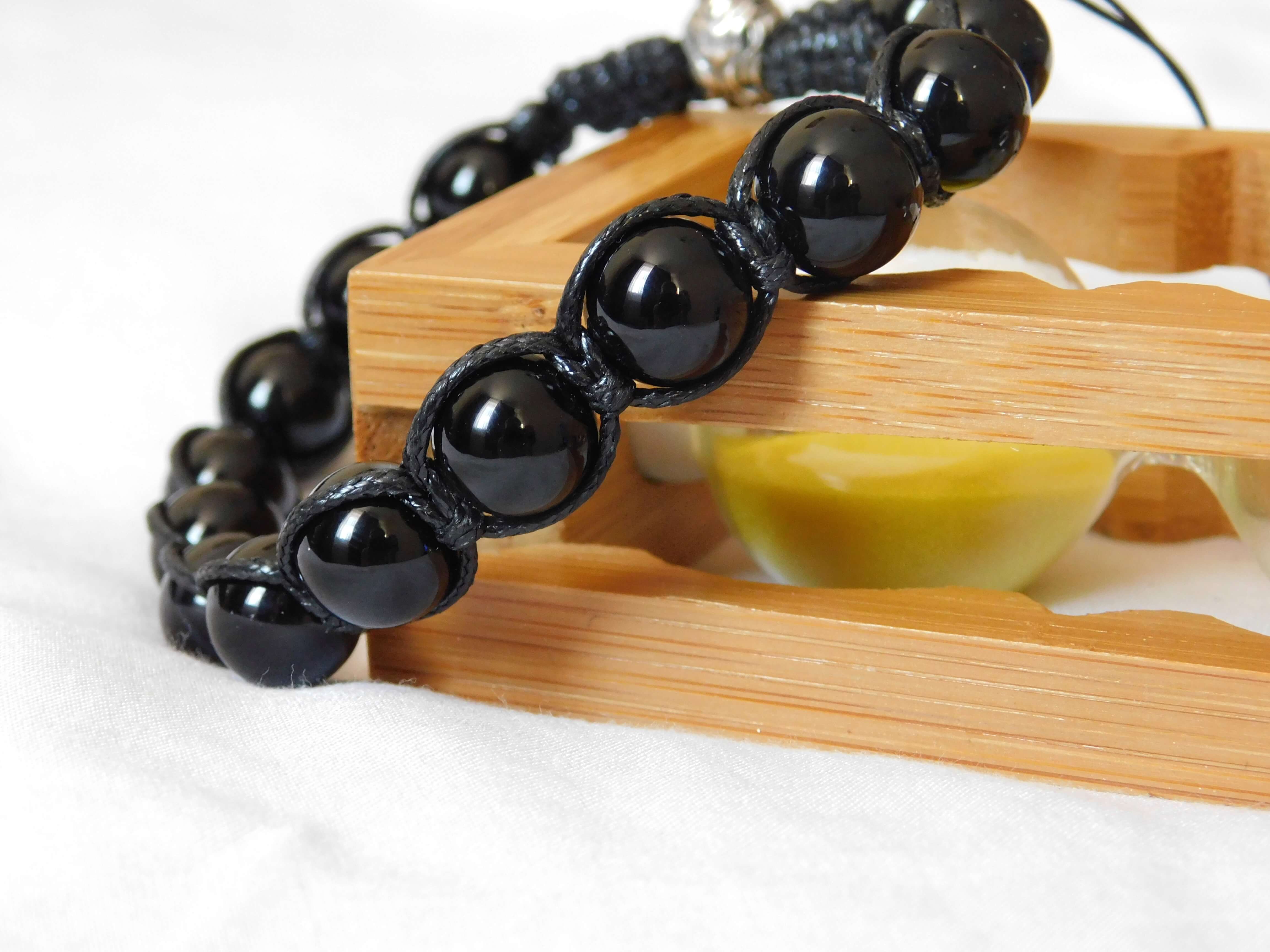 "ЗАХИСНИК" Браслет "Сила Лева" З Чорного Агату 2 